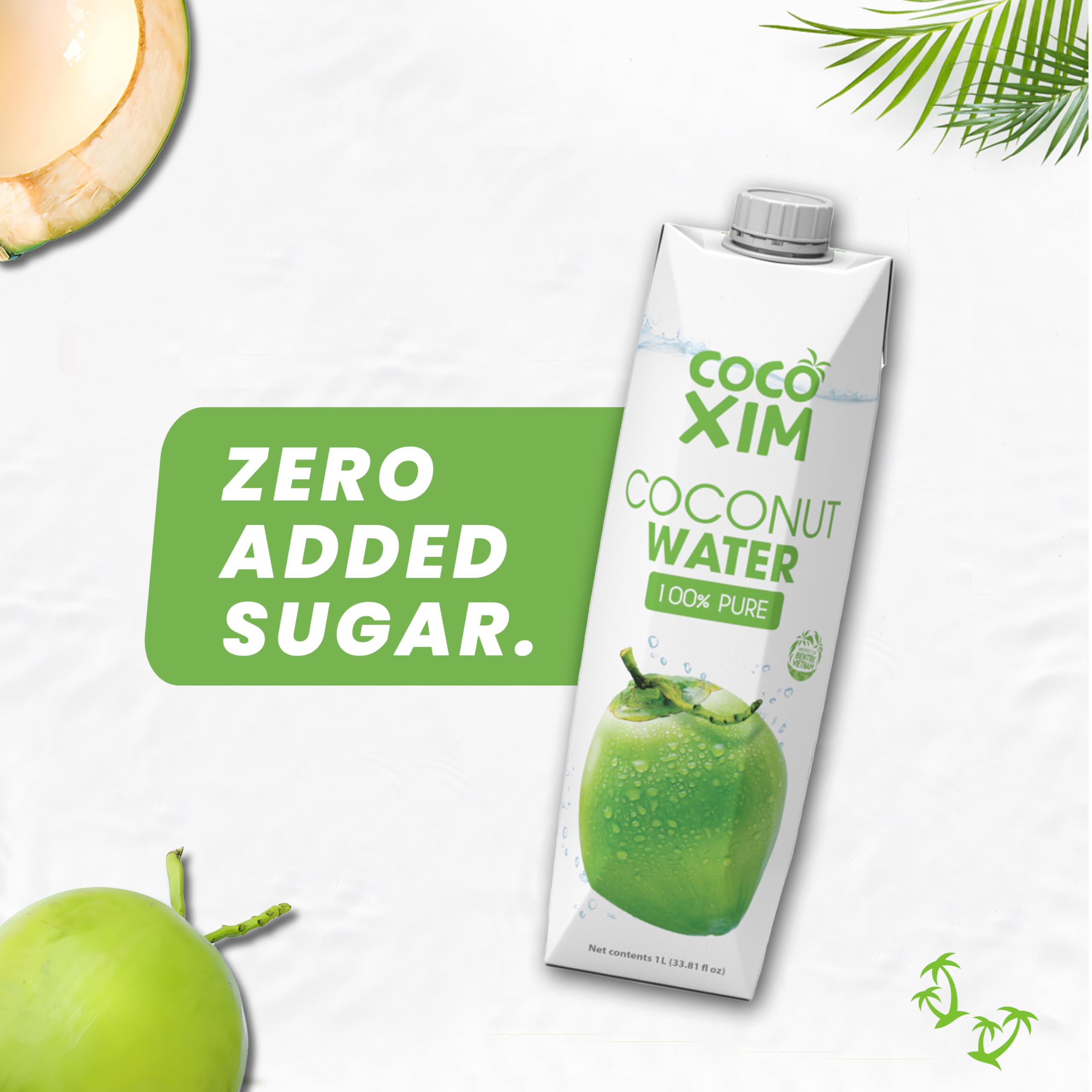 COCOXIM Ready to Drink Pure Coconut Water - 33.80 Oz each - Pack of 12 | Zero Added Sugar |100% Natural & Fresh with Electrolytes & Nutrients | Halal & Kosher Certified | Alternative to Soda, Soft Drinks and Sports Drinks
