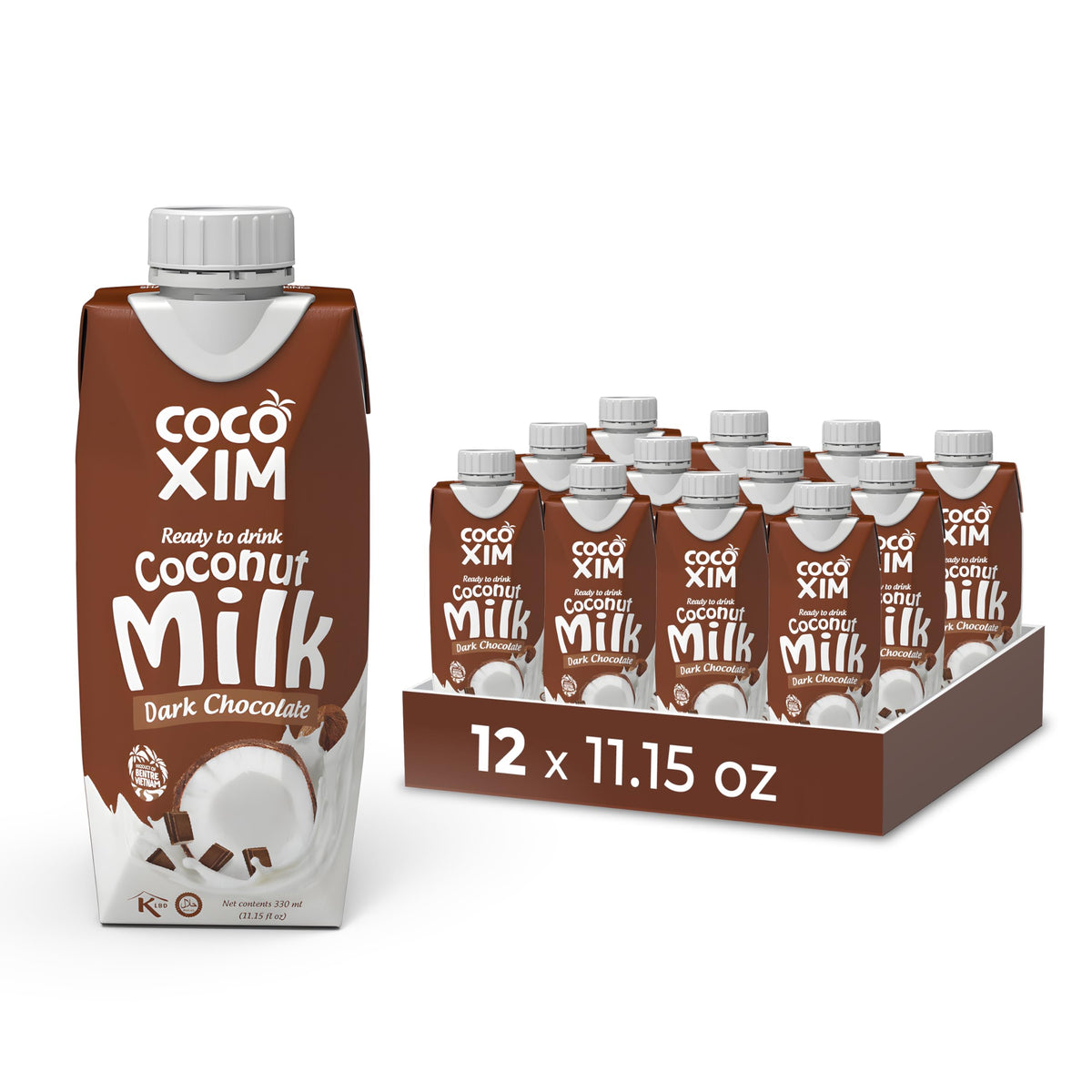 COCOXIM Ready to Drink Dark Chocolate Coconut Milk – 11 oz (Pack of 12) | 100% Vegan & Plant Based |Halal & Kosher Certified | Gluten & Lactose Free | Perfect to Add to Cereals, Smoothies and Desserts