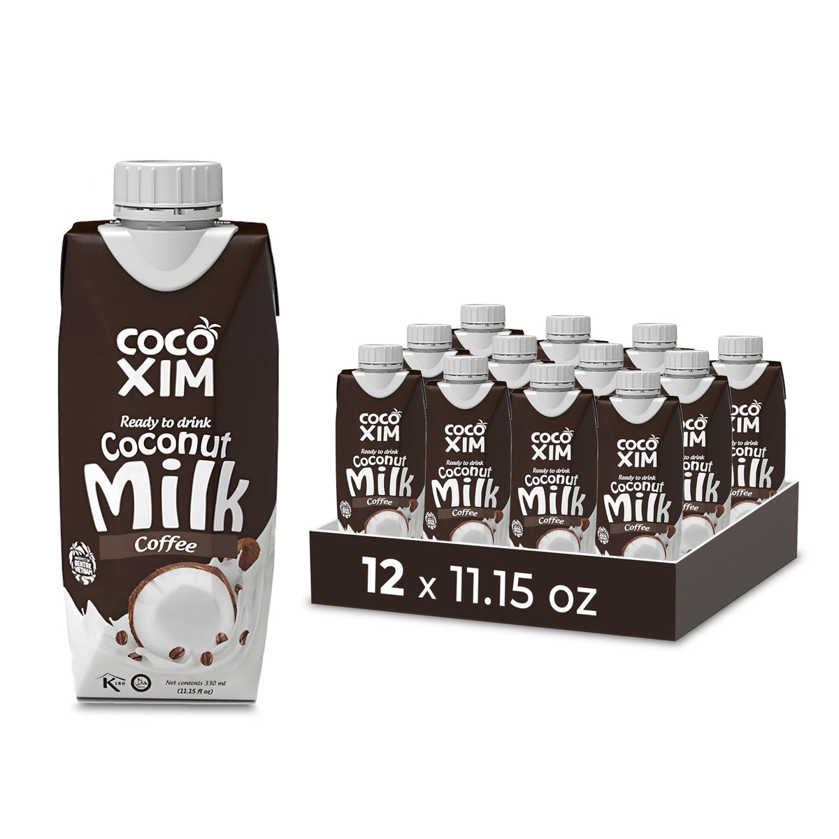 COCOXIM Ready to Drink Coffee Coconut Milk – 11 oz (Pack of 12) | 100% Vegan & Plant Based | Halal & Kosher Certified | Gluten & Lactose Free | Perfect to Add to Cereals, Smoothies and Desserts