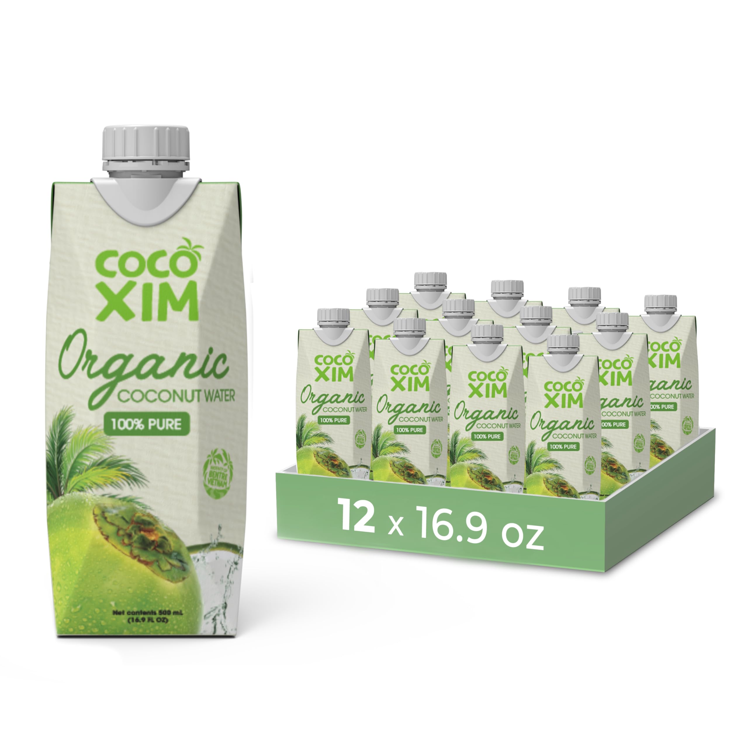 COCOXIM Ready to Drink Organic Coconut Water - 16.9 oz (Pack of 12