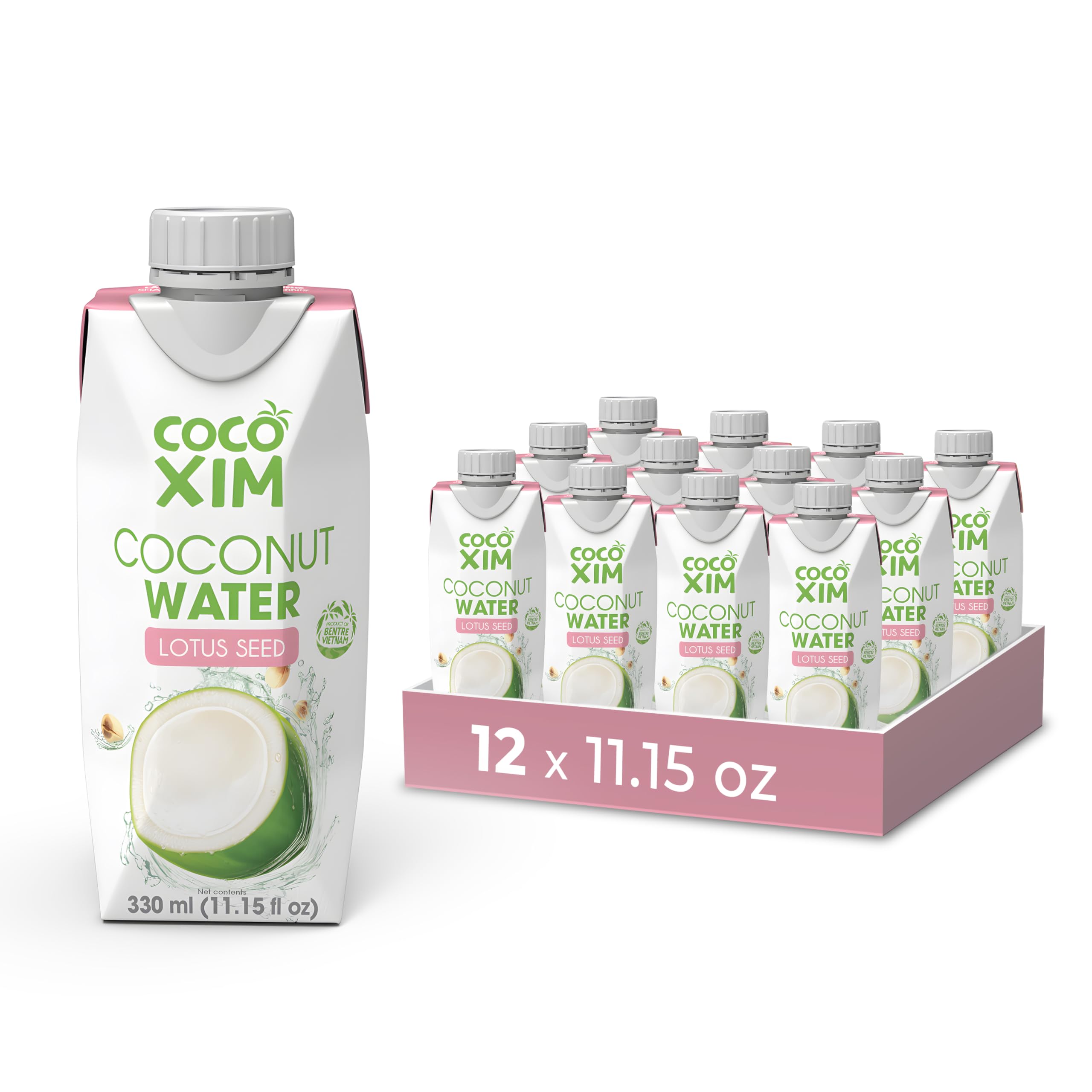COCOXIM Ready to Drink Coconut Water with Lotus Seed Extract – 11 oz (Pack of 12)|100% Natural & Fresh with Electrolytes & Nutrients|Halal & Kosher Certified|Alternative to Soda,Soft and Sports Drinks