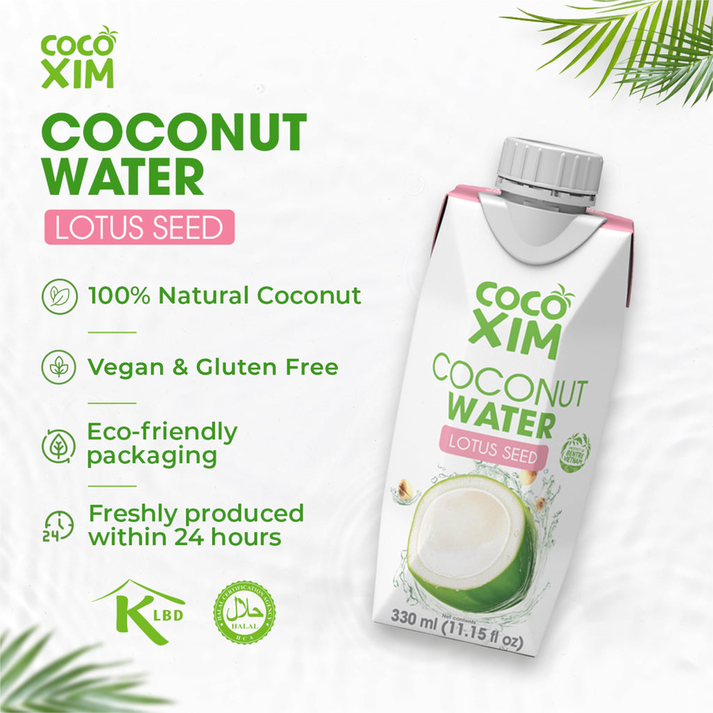 COCOXIM Ready to Drink Coconut Water with Lotus Seed Extract – 11 oz (Pack of 12)|100% Natural & Fresh with Electrolytes & Nutrients|Halal & Kosher Certified|Alternative to Soda,Soft and Sports Drinks