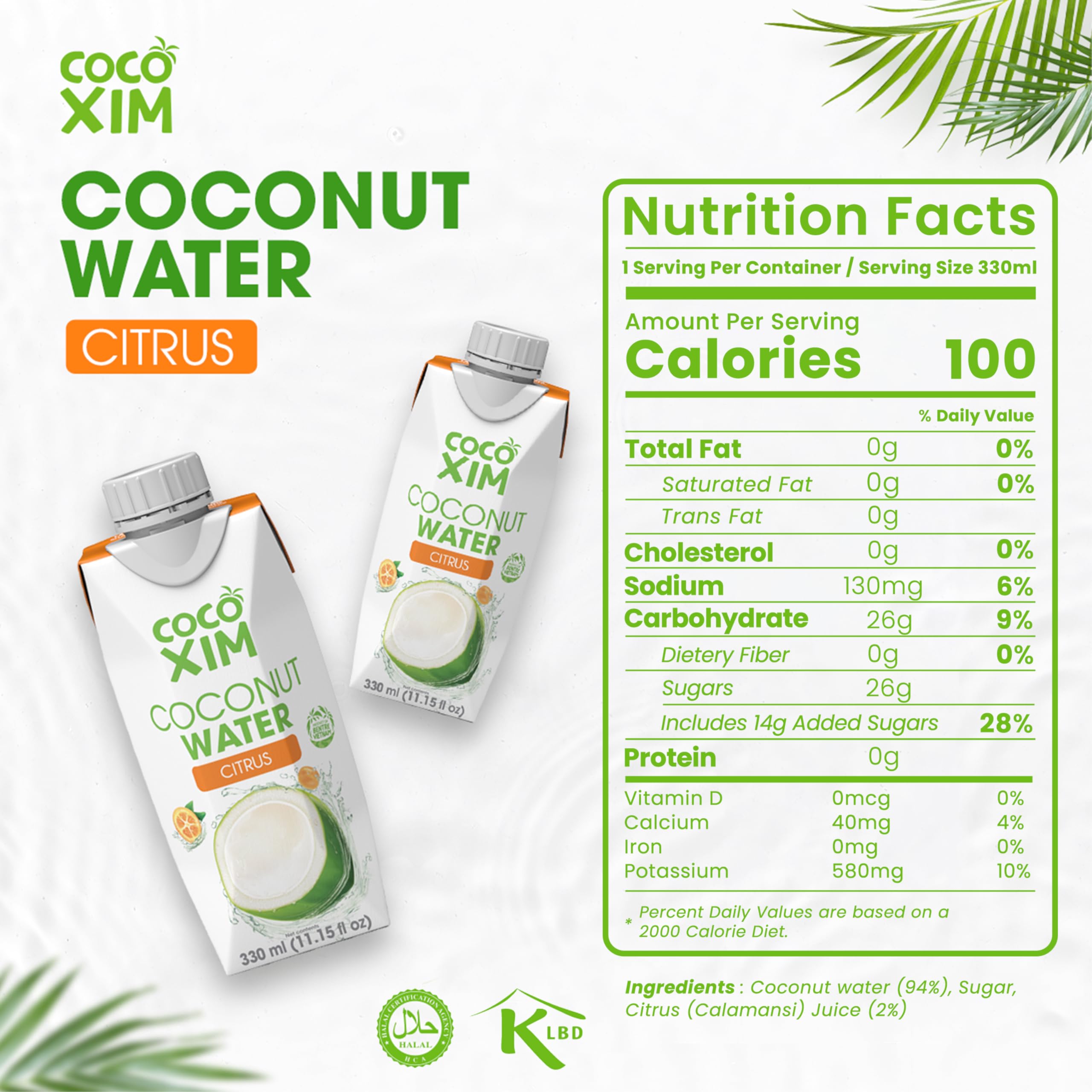 COCOXIM Ready to Drink Coconut Water with Citrus Juice – 11 oz (Pack of 12)|100% Natural & Fresh with Electrolytes & Nutrients | Halal & Kosher Certified | Alternative to Soda, Soft Drinks and Sports Drinks