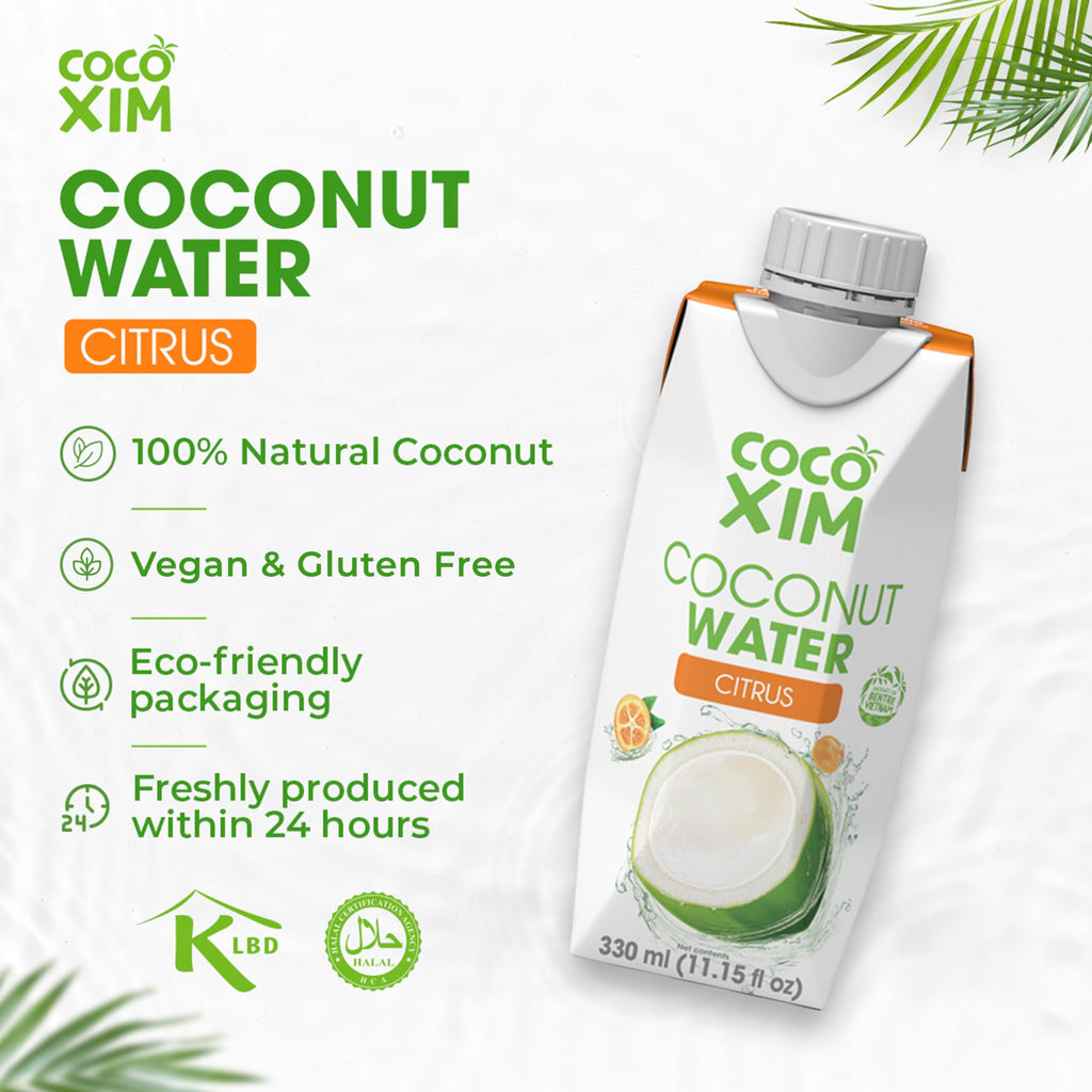 COCOXIM Ready to Drink Coconut Water with Citrus Juice – 11 oz (Pack of 12)|100% Natural & Fresh with Electrolytes & Nutrients | Halal & Kosher Certified | Alternative to Soda, Soft Drinks and Sports Drinks