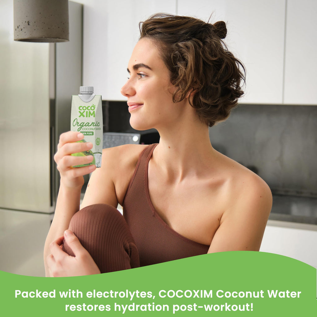COCOXIM Ready to Drink Organic Coconut Water - 16.9 oz (Pack of 12) | Zero Added Sugar| 100% Natural & Fresh with Electrolytes & Nutrients | Halal & Kosher Certified | Alternative to Soda, Soft Drinks and Sports Drinks