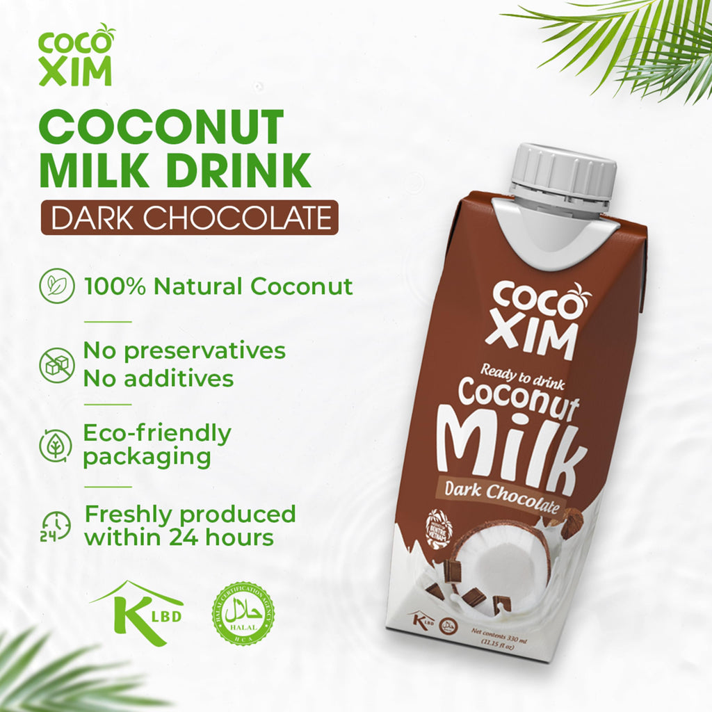 COCOXIM Ready to Drink Dark Chocolate Coconut Milk – 11 oz (Pack of 12) | 100% Vegan & Plant Based |Halal & Kosher Certified | Gluten & Lactose Free | Perfect to Add to Cereals, Smoothies and Desserts