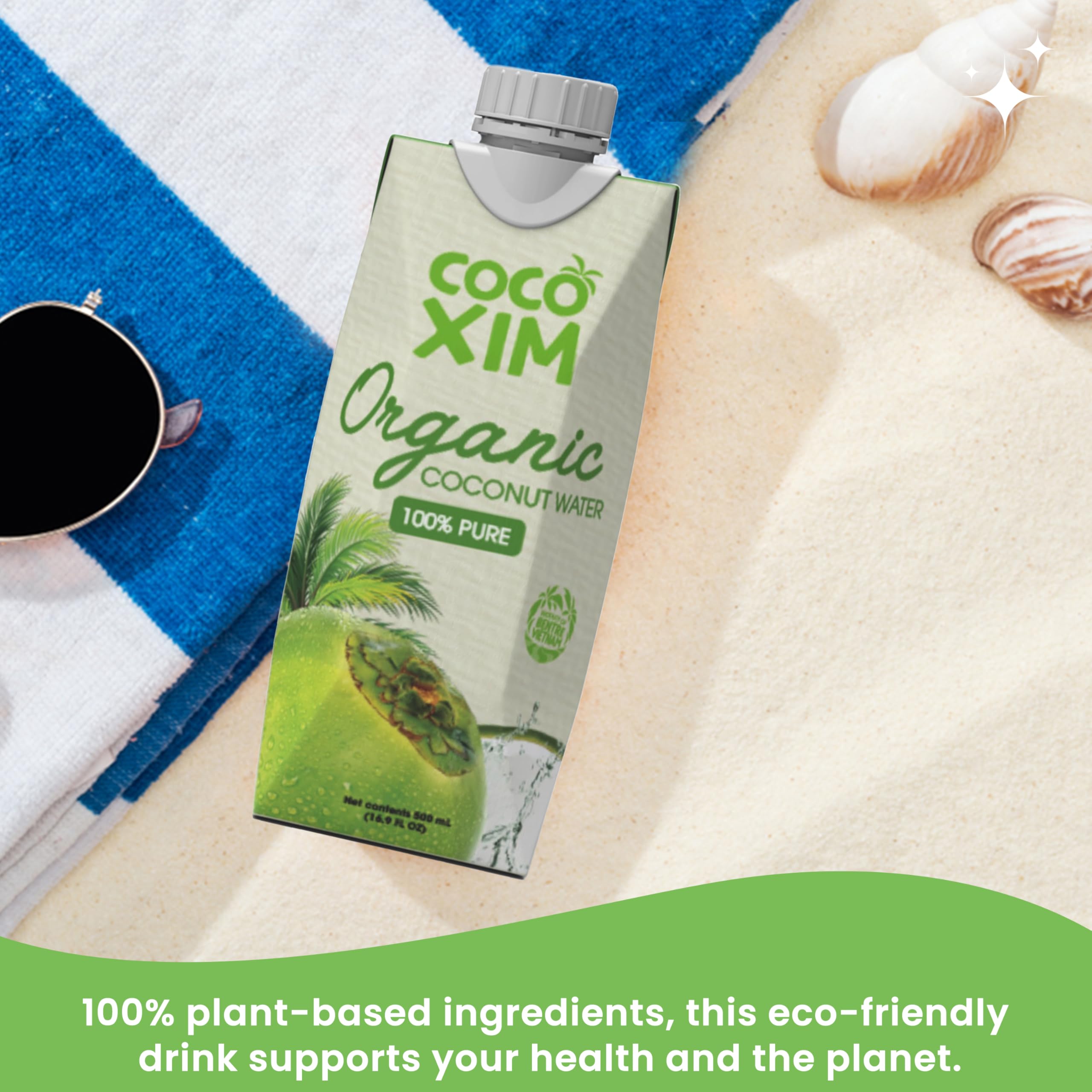 COCOXIM Ready to Drink Organic Coconut Water - 16.9 oz (Pack of 12) | Zero Added Sugar| 100% Natural & Fresh with Electrolytes & Nutrients | Halal & Kosher Certified | Alternative to Soda, Soft Drinks and Sports Drinks