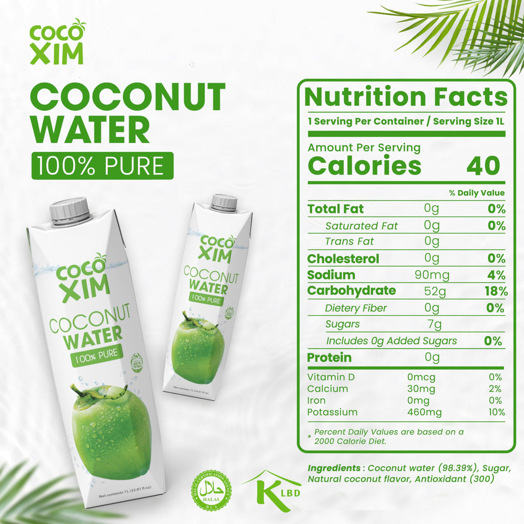 COCOXIM Ready to Drink Pure Coconut Water - 33.80 Oz each - Pack of 12 | Zero Added Sugar |100% Natural & Fresh with Electrolytes & Nutrients | Halal & Kosher Certified | Alternative to Soda, Soft Drinks and Sports Drinks