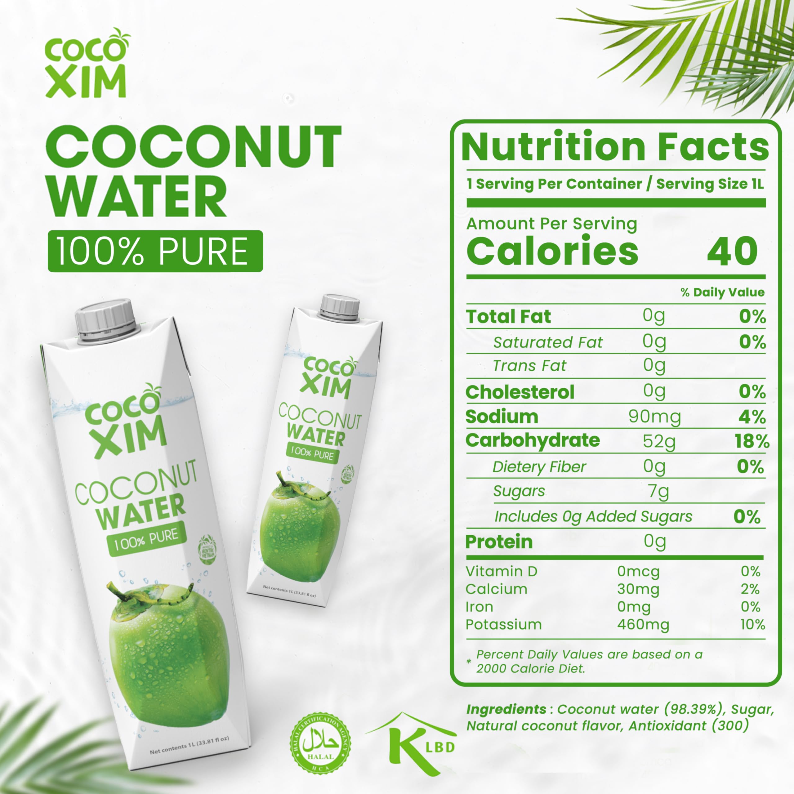 COCOXIM Ready to Drink Pure Coconut Water - 33.80 Oz each - Pack of 12 | Zero Added Sugar |100% Natural & Fresh with Electrolytes & Nutrients | Halal & Kosher Certified | Alternative to Soda, Soft Drinks and Sports Drinks