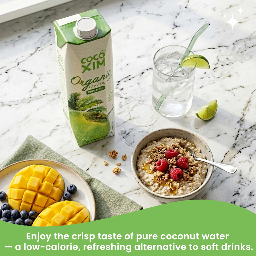 COCOXIM Ready to Drink Organic Coconut Water,33.8 oz, Pack of 12,Zero Sugar