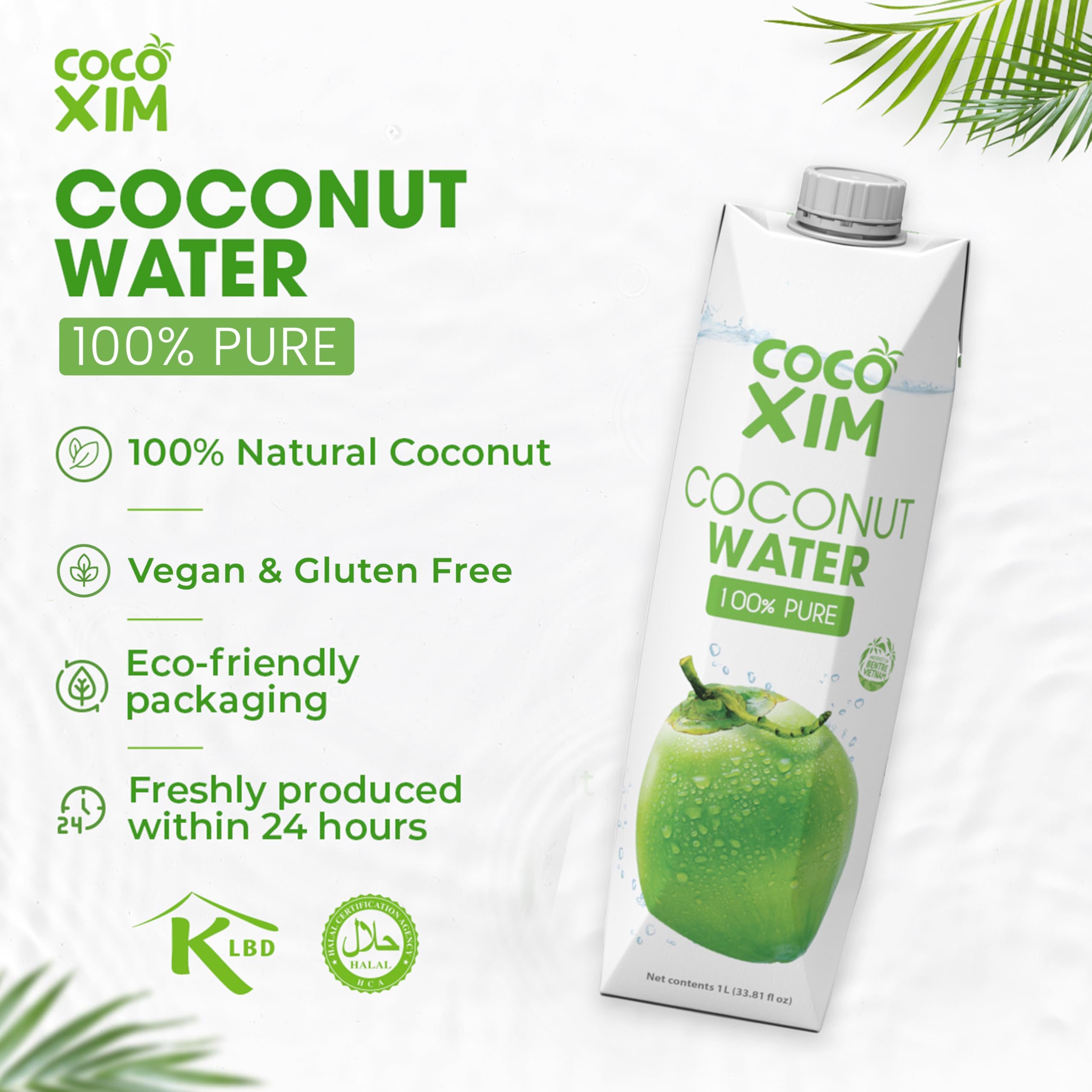 COCOXIM Ready to Drink Pure Coconut Water - 33.80 Oz each - Pack