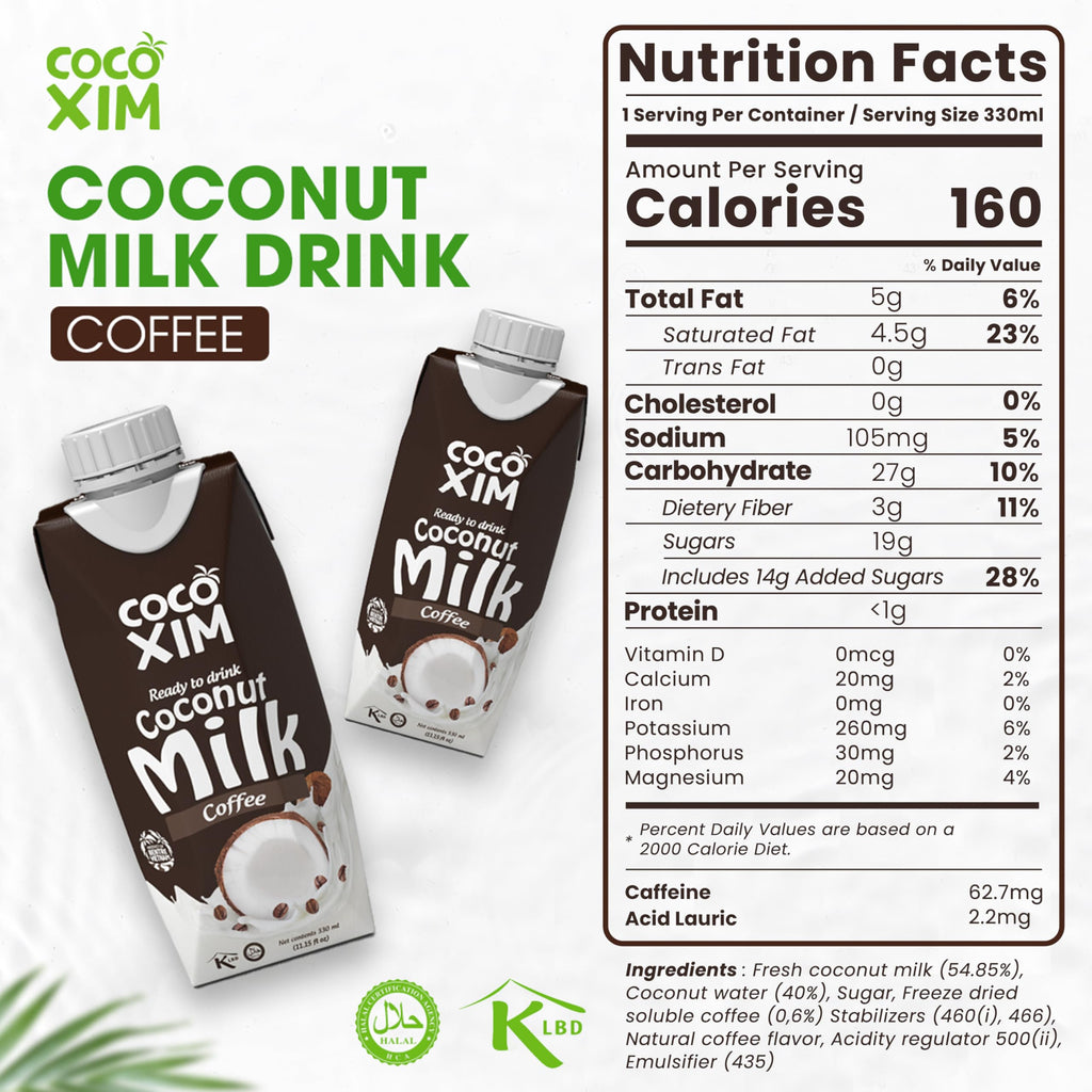 COCOXIM Ready to Drink Coffee Coconut Milk – 11 oz (Pack of 12) | 100% Vegan & Plant Based | Halal & Kosher Certified | Gluten & Lactose Free | Perfect to Add to Cereals, Smoothies and Desserts