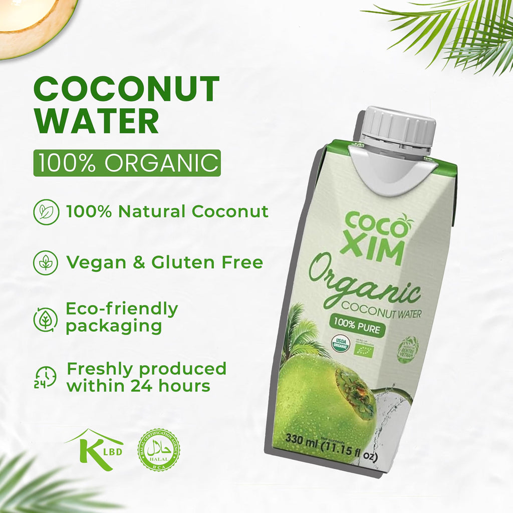 COCOXIM Ready to Drink Organic Coconut Water, 11 oz, Pack of 12,Zero Sugar