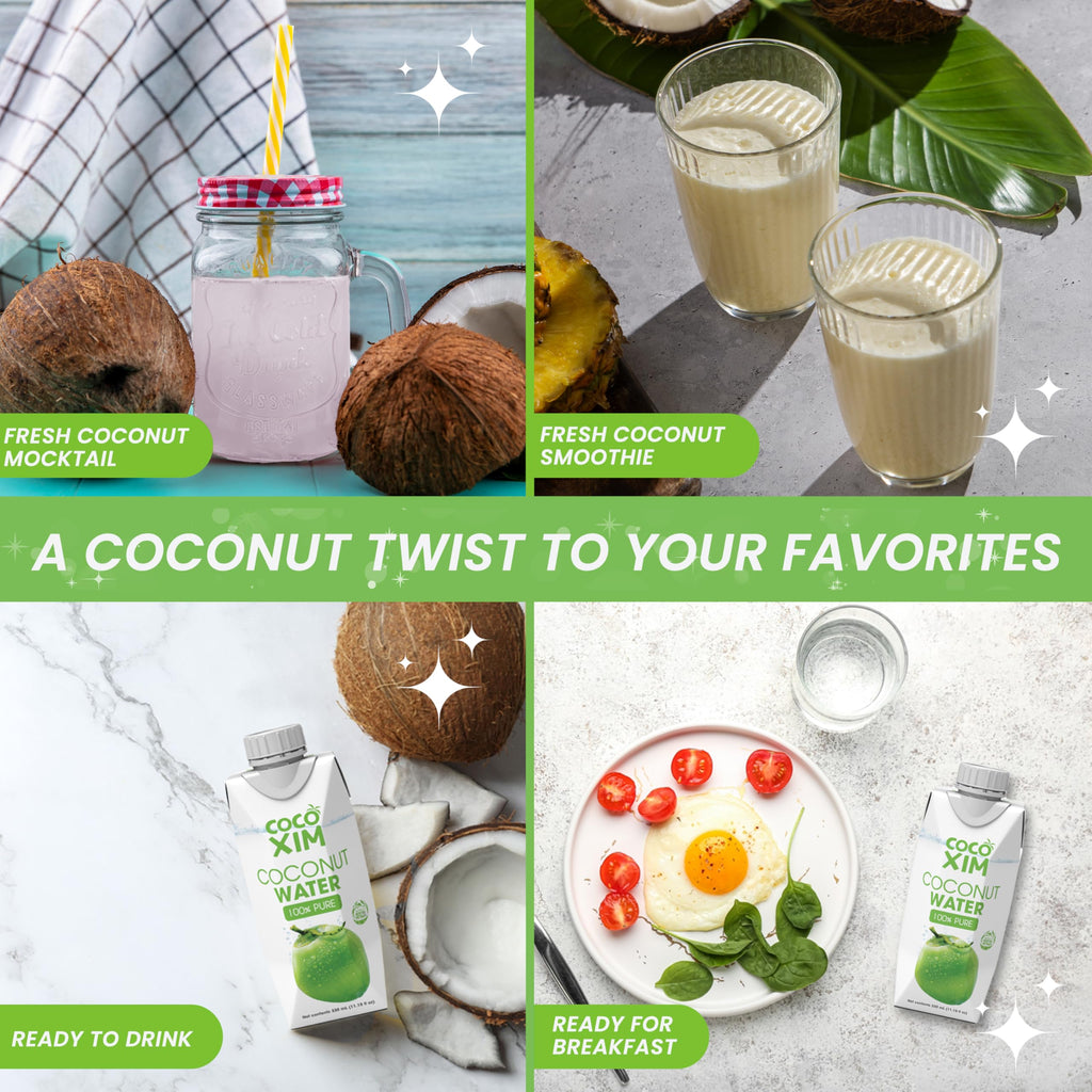 COCOXIM Ready to Drink Pure Coconut Water - 11 oz (Pack of 12) | Zero Added Sugar| 100% Natural & Fresh with Electrolytes & Nutrients | Halal & Kosher Certified | Alternative to Soda, Soft Drinks and Sports Drinks