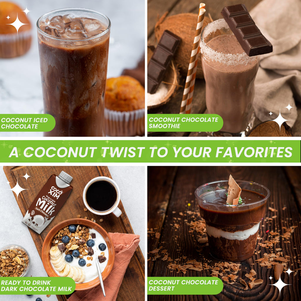COCOXIM Ready to Drink Dark Chocolate Coconut Milk – 11 oz (Pack of 12) | 100% Vegan & Plant Based |Halal & Kosher Certified | Gluten & Lactose Free | Perfect to Add to Cereals, Smoothies and Desserts